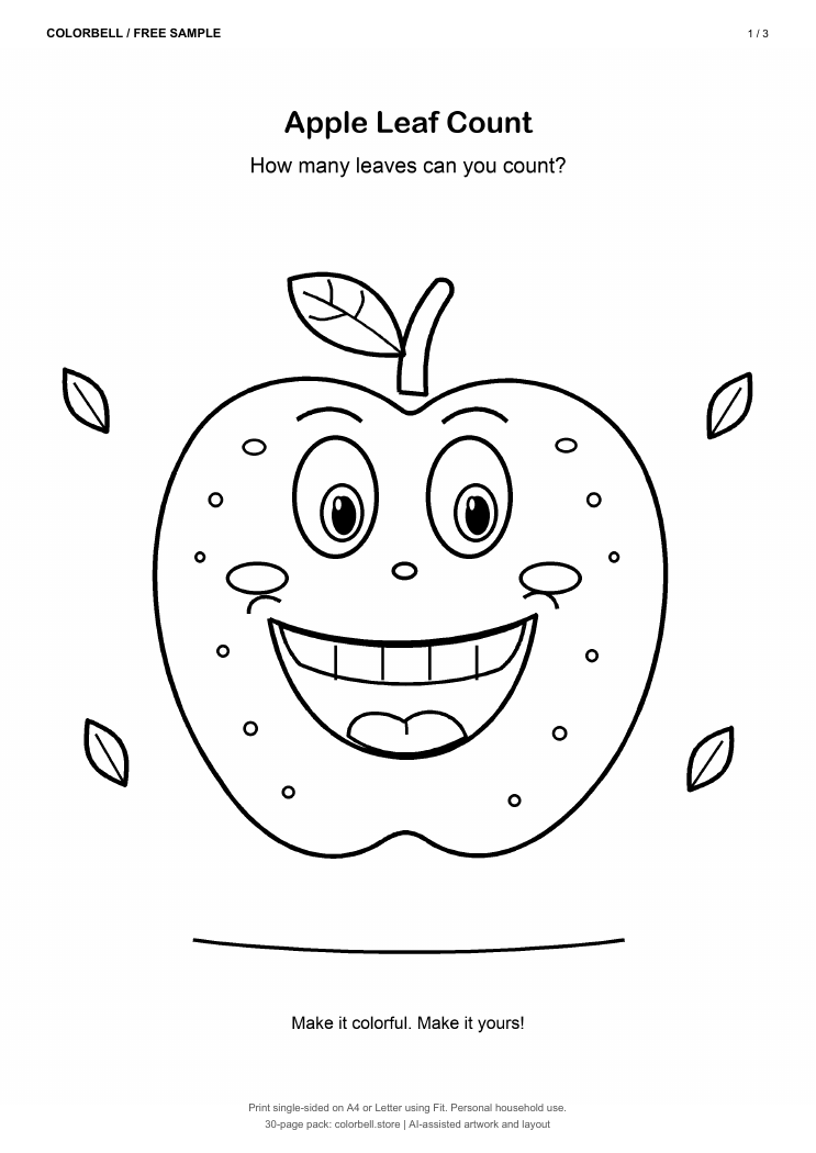Free apple coloring page