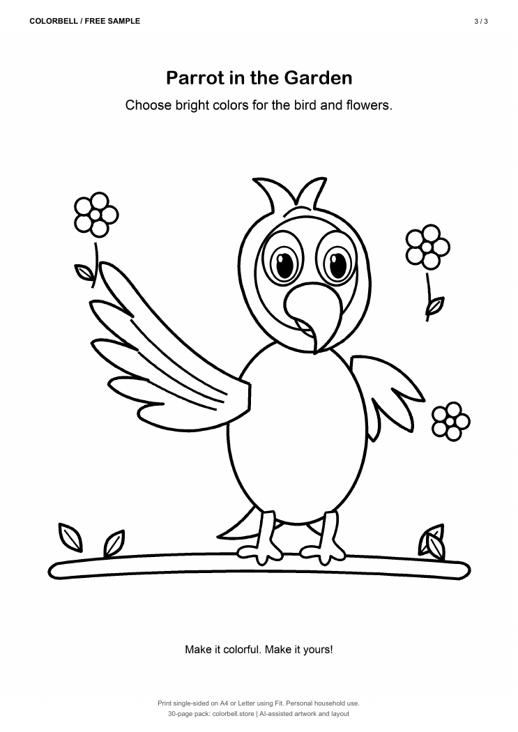 Free parrot coloring page